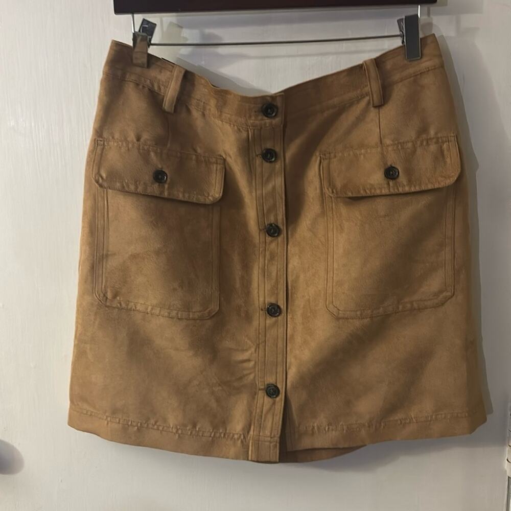 Banana Republic Factory Vegan Suede Button-down Dark Camel Mini NEW 12 Fall